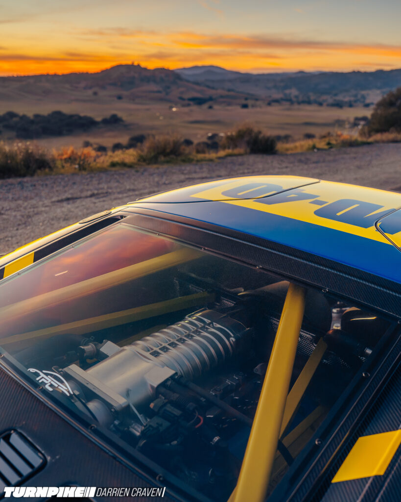 Turnpike Darrien Craven Throtl GT-34 Throtl's Ford GT engine through rear window